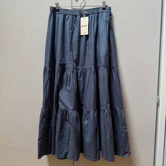 PACT - Tiered maxi skirt w/ pockets w/ 1/2 slim lining - Sz M - NWT - Picture 1 of 6